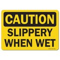 Signmission OSHA Caution Sign, Slippery When Wet, 18in X 12in Rigid Plastic, 12" H, 18" W, Landscape OS-CS-P-1218-L-19231